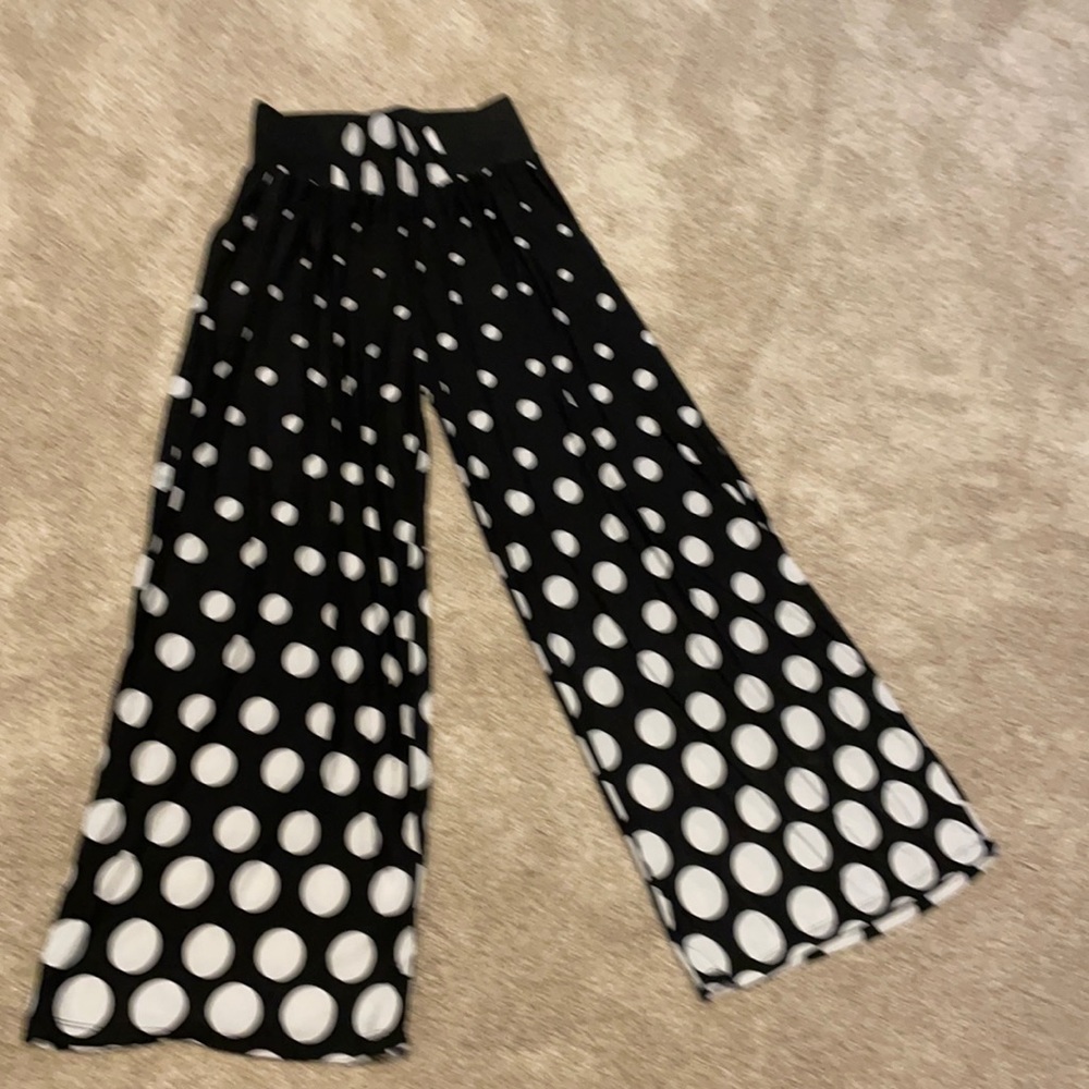 Vintage wide leg Plazzo pants black & white polka-dots
